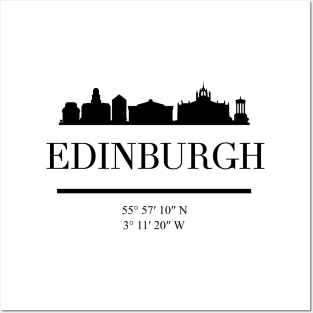 EDINBURGH SCOTLAND BLACK SILHOUETTE SKYLINE ART Posters and Art